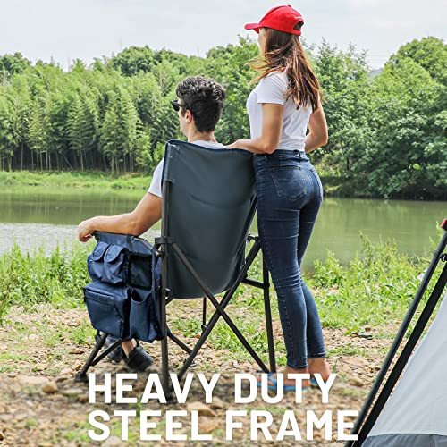 TIMBER RIDGE Oversized Folding Camping Chair High Back Heavy Duty for Adults Support up to 500lbs with Cup Holder, Side Pocket Cooler Bag - 3