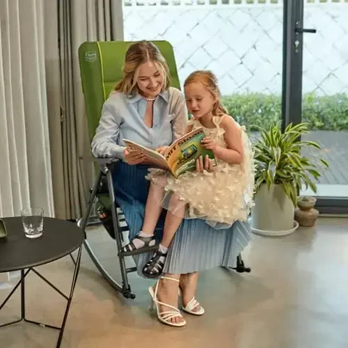 TIMBER RIDGE Oversized Folding Rocking Camping Chair, Padded Outdoor Rocker with High Back, Portable Outdoor Chair for Patio, Garden, Lawn, Supports up to 400 lbs, Green, 2 Pack - 2