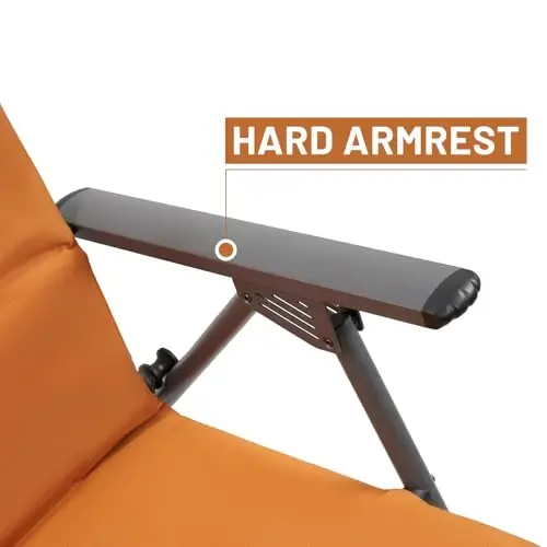 Timber Ridge Oversized Folding Rocking Camping Chair, Padded Outdoor Rocker with High Back, Portable Outdoor Chair for Patio, Garden, Lawn, Supports up to 400 lbs, Orange - 6