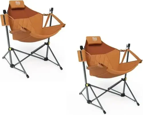 TIMBER RIDGE sozlanadigan orqa tayanchi bo'lgan Hammock Camping Chair, 300 funtni qo'llab-quvvatlaydigan og'ir yuk ko'taruvchi katlanadigan Hammock Chair, Camping, Sayohat va Patio uchun portativ Hammock Chair, Orange 2 Pack - 6