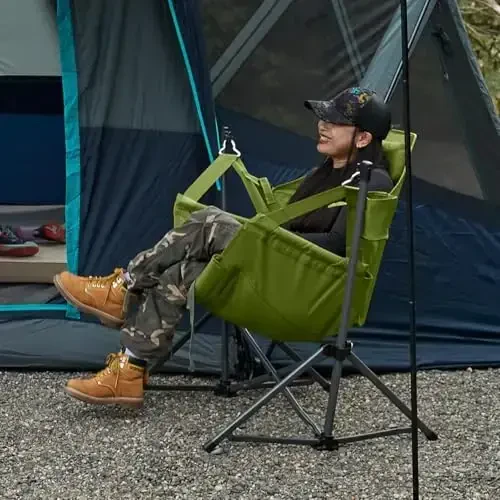 TIMBER RIDGE Sozlanuvchan orqa tayanchli osma karavot, og'ir yuk ko'taradigan katlanadigan osma karavot 300 lbs gacha yukni ko'taradi, sayohat, sayr va hovli uchun qulay osma karavot, yashil - 5