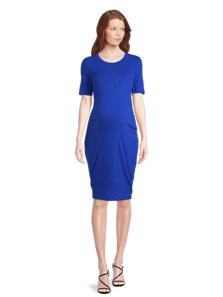 Time and Tru Women’s Maternity Ruched Dress, Sizes S-2XL- - 2