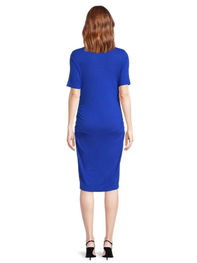 Time and Tru Women’s Maternity Ruched Dress, Sizes S-2XL- - 3