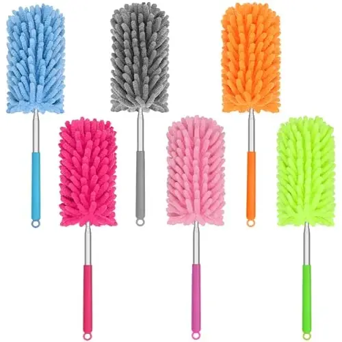 TIMIVO Mini Duster for Cleaning, 360° Bendable Hand Dusters with Extension Pole, Washable Small Duster for Car Interior, Office, Furniture - 4