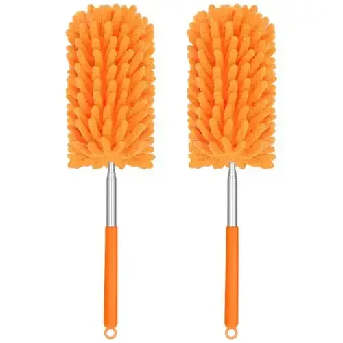 TIMIVO Mini Duster for Cleaning, 360° Bendable Hand Dusters with Extension Pole, Washable Small Duster for Car Interior, Office, Furniture - 5