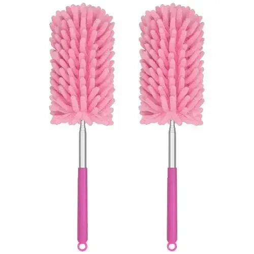 TIMIVO Mini Duster for Cleaning, 360° Bendable Hand Dusters with Extension Pole, Washable Small Duster for Car Interior, Office, Furniture - 5