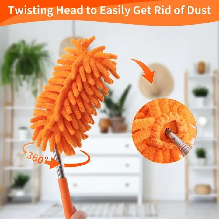 TIMIVO Mini Duster for Cleaning, 360° Bendable Hand Dusters with Extension Pole, Washable Small Duster for Car Interior, Office, Furniture - 1