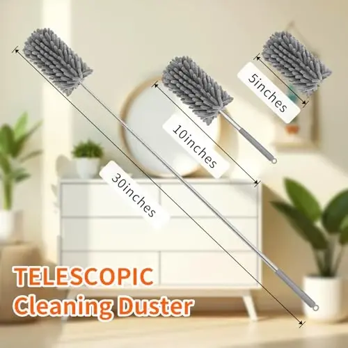 TIMIVO Mini Duster for Cleaning, 360° Bendable Hand Dusters with Extension Pole, Washable Small Duster for Car Interior, Office, Furniture - 6