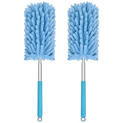 TIMIVO Mini Duster for Cleaning, 360° Bendable Hand Dusters with Extension Pole, Washable Small Duster for Car Interior, Office, Furniture - 5