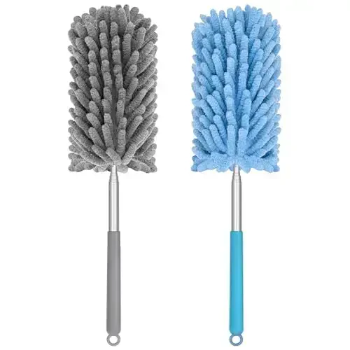 TIMIVO Mini Duster for Cleaning, 360° Bendable Hand Dusters with Extension Pole, Washable Small Duster for Car Interior, Office, Furniture - 5