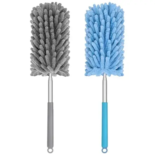 TIMIVO Mini Duster tozalash uchun, 360° egiluvchan qo'l dasterlari uzaytirish ustuni bilan, avtomobil ichki qismi, ofis, mebel uchun yuviladigan kichik daster - 5