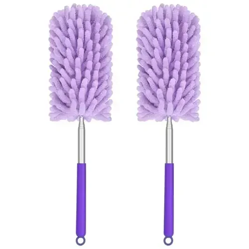 TIMIVO Mini Duster for Cleaning, 360° Bendable Hand Dusters with Extension Pole, Washable Small Duster for Car Interior, Office, Furniture - 5