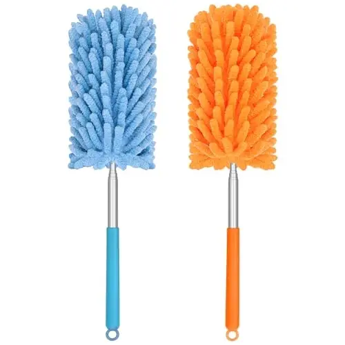 TIMIVO Mini Duster for Cleaning, 360° Bendable Hand Dusters with Extension Pole, Washable Small Duster for Car Interior, Office, Furniture - 5