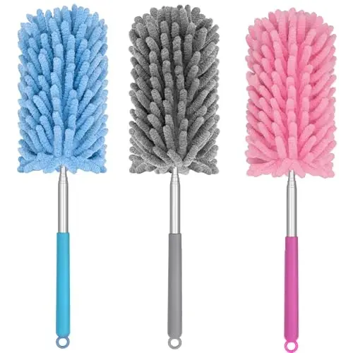 TIMIVO Mini Duster for Cleaning, 360° Bendable Hand Dusters with Extension Pole, Washable Small Duster for Car Interior, Office, Furniture - 5