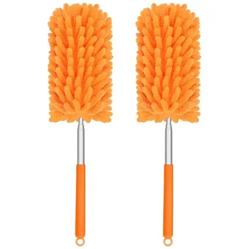 TIMIVO Mini Duster for Cleaning, 360° Bendable Hand Dusters with Extension Pole, Washable Small Duster for Car Interior, Office, Furniture - 5