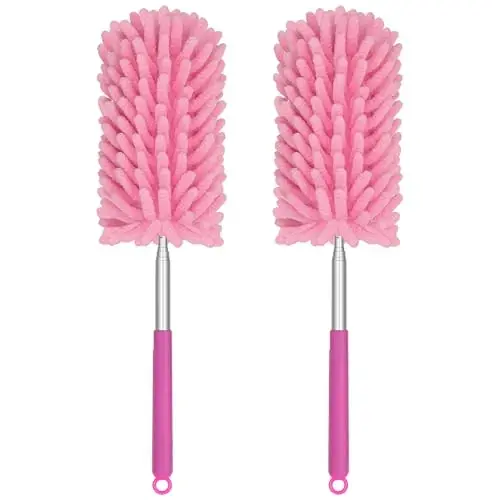 TIMIVO Mini Duster for Cleaning, 360° Bendable Hand Dusters with Extension Pole, Washable Small Duster for Car Interior, Office, Furniture - 5