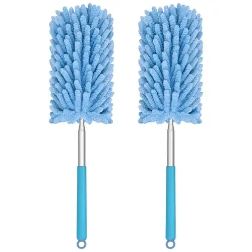 TIMIVO Mini Duster for Cleaning, 360° Bendable Hand Dusters with Extension Pole, Washable Small Duster for Car Interior, Office, Furniture - 5