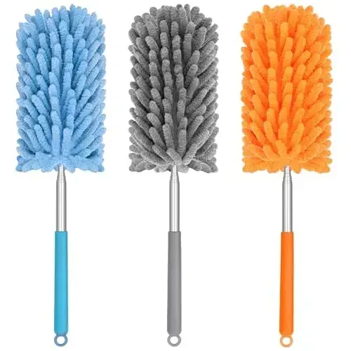 TIMIVO Mini Duster for Cleaning, 360° Bendable Hand Dusters with Extension Pole, Washable Small Duster for Car Interior, Office, Furniture - 4
