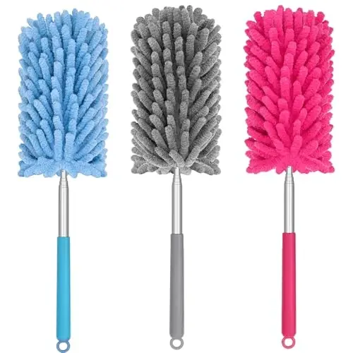 TIMIVO Mini Duster for Cleaning, 360° Bendable Hand Dusters with Extension Pole, Washable Small Duster for Car Interior, Office, Furniture - 5