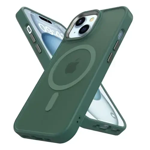 TIMORA Magnetic for iPhone 15 Case, [Compatible with MagSafe] Shockproof Protective Slim Translucent Matte Cover for iPhone 15Case Phone Case, Green 