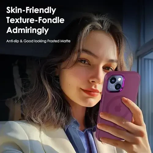 TIMORA Magnetic for iPhone 15 Case, [MagSafe bilan mos] zarbaga chidamli himoya ingichka shaffof mat qopqoq iPhone 15Case telefon g'ilofi, qizil - 6