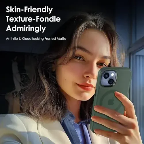 TIMORA Magnetic for iPhone 15 Plus Case, [Compatible with MagSafe] Shockproof Protective Slim Translucent Matte Cover for iPhone 15 PlusCase Phone Case, Green - 6