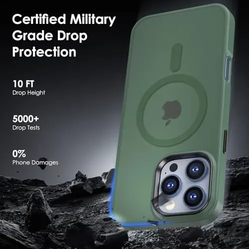 TIMORA Magnetic for iPhone 16 Pro Case, [Compatible with MagSafe] Shockproof Protective Slim Translucent Matte Cover for iPhone 16 Pro Phone Case, Green - 9