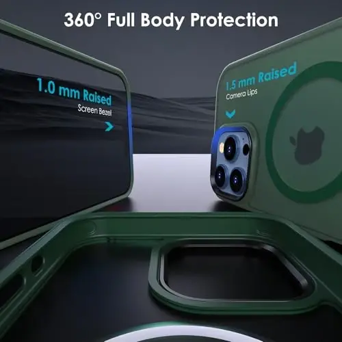 TIMORA Magnetic for iPhone 16 Pro Case, [Compatible with MagSafe] Shockproof Protective Slim Translucent Matte Cover for iPhone 16 Pro Phone Case, Green - 7