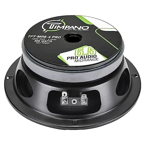 Timpano 6.5 Inch Shallow Midrange Speaker 500 Watts Max Power TPT-MR6-4 PRO, 6.5 Midrange Speakers 4 OModazone Shallow Mount Car Audio Speaker, Pro Audio Loudspeaker Compact for Doors (Single) - 4