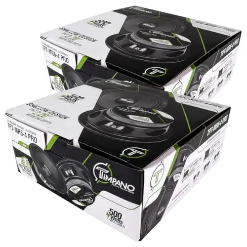 Timpano 6.5 Inch Shallow Midrange Speaker 500 Watts TPT-MR6-4 PRO Bundle 6.5 Midrange Speakers 4 OModazone Shallow Mount Car Audio Speaker, Pro Audio Loudspeaker Compact for Doors (Pair) - 7