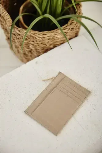 Timsoh terisi ko'rinishli fermuar detallari bilan kartochkali hamyon - Vizon - NAKSHISTORE (1)