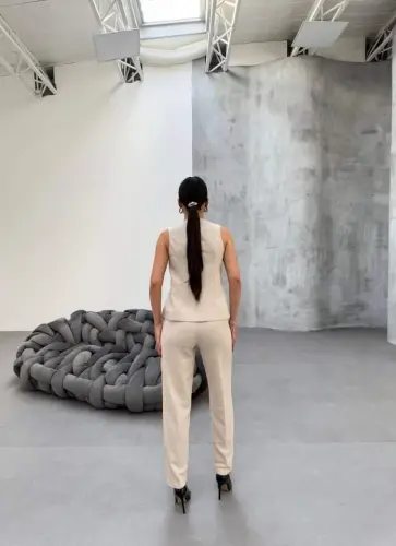 Tina Asymmetric Linen Vest Trouser Set - BÜYÜKBEDENIZ (1)