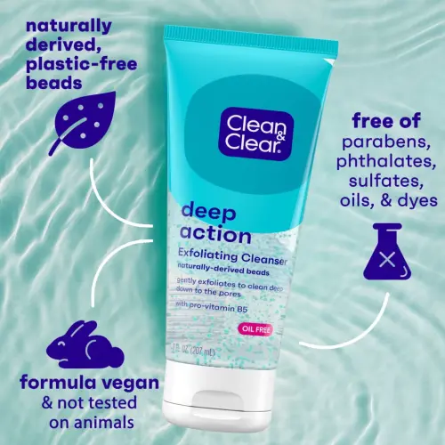 Clean Clear Oil-Free Deep Action Exfoliating Acne Face Scrub, Facial Cleanser and Wash, 7 oz - 3