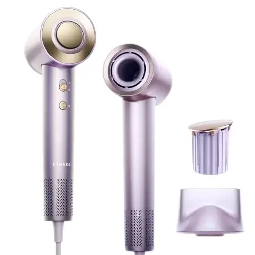 Tinsol Hair Dryer, 500 Million Plasma Professional Hair Dryer, 130000RPM High Speed Brushless Motor Blow Dryer Quick Drying Low Noise with Magnetic Nozzle and Essential Oil Capsules for Home(Blodne) - 3