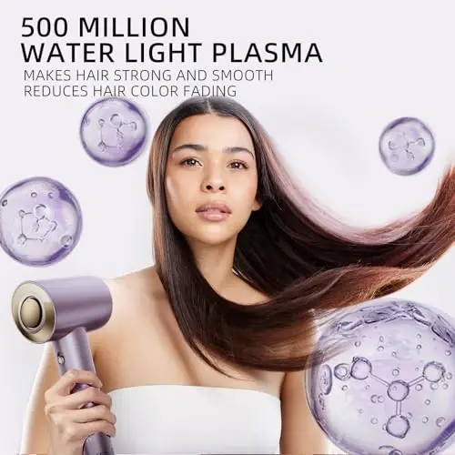 Tinsol Soch Quritgich, 500 Million Plazma Professional Soch Quritgich, 130000RPM Yuqori Tezlikli Cho'ksiz Motorli Soch Quritgich Tez Qurish Kam Shovqin Magnit Nozul va Efir Moyi Kapsulalari bilan Uy Uchun (Blodne) - 5