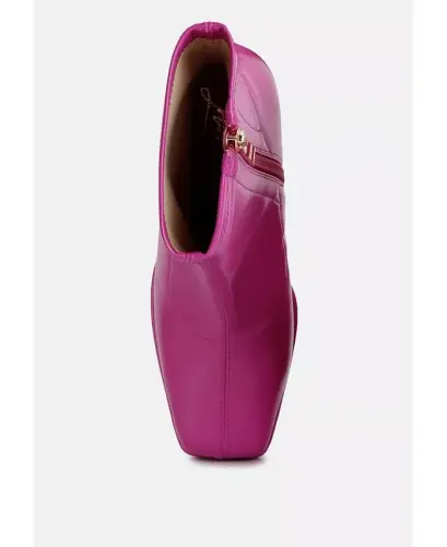 Womens Tintin Square Toe Ankle Heeled Boots - Bright pink - 4