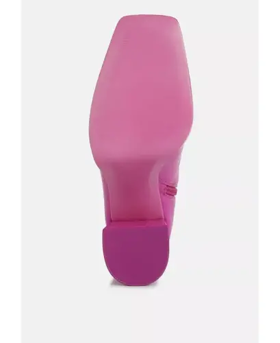 Womens Tintin Square Toe Ankle Heeled Boots - Bright pink - 5