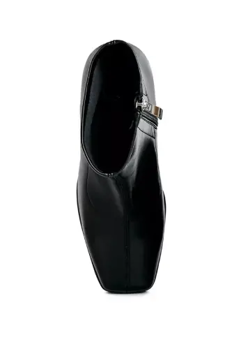 Womens Tintin Square Toe Ankle Heeled Boots - Black - 5