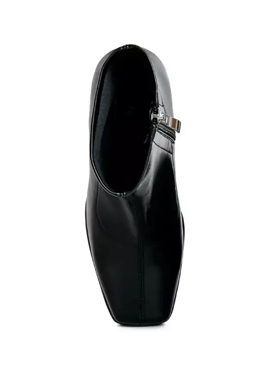 Womens Tintin Square Toe Ankle Heeled Boots - Black - 5