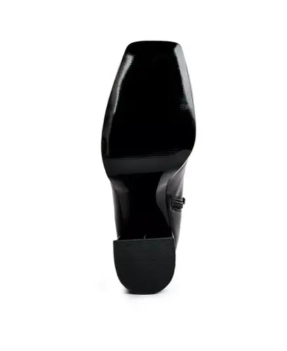Tintin Square Toe Ankle Heeled Boots-Black 