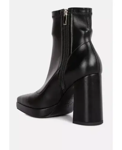 Tintin Square Toe Ankle Heeled Boots-Black - 6