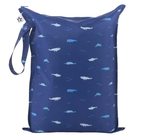 Tiny Twinkle Ifloslanmaydigan Nam Xaltalar | Cho'milish kiyimlari uchun 1 dona Qayta foydalaniladigan Suv o'tkazmaydigan Nam Xalta | Chaqaloq kiyimlari | Sayohat va Taglik Xaltasi (Ocean Life) 