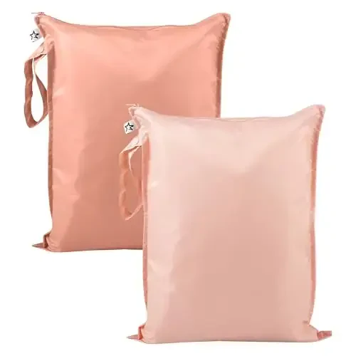 Tiny Twinkle Wet Dry Bag – 2 Pack Reusable Waterproof & Mess Proof Wet Bags for Swimsuits & Travel, Baby Towels & Beach Essentials,a Diaper Bag Must-Have(Peach,Terracotta) - TINY