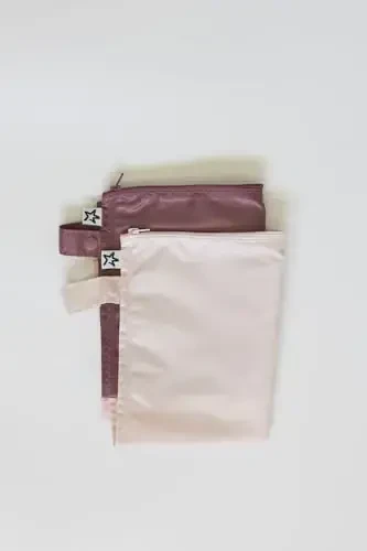 Tiny Twinkle Mess proof Suv o'tkazmaydigan ho'l quruq sumka, 2 dona qayta ishlatiladigan ho'l sumkalar cho'milish kostyumlari va chaqaloq kiyimlari uchun, Suv o'tkazmaydigan ho'l sumka, Sayohat va taglik sumkasi uchun suv o'tkazmaydigan sumka, Chaqaloq uchun ho'l sumkalar (atirgul, bordo) - 4