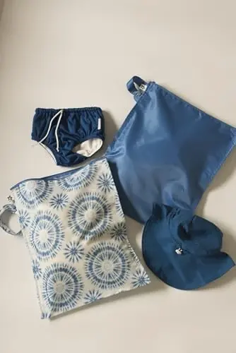Tiny Twinkle Mess-Proof Waterproof Wet Dry Bag | 2-Pack Reusable Wet Bags for Swimsuits & Baby Clothes | Leakproof Wet Bag for Travel & Diaper Changes for Baby (Blue Tie Dye) - MODAZONE (1)