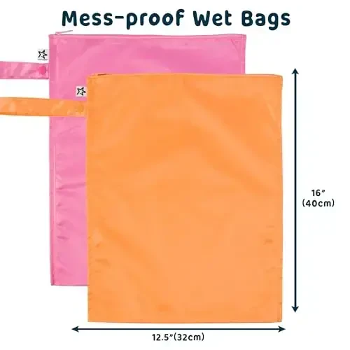 Tiny Twinkle Mess-Proof Waterproof Wet Dry Bag | 2-Pack Reusable Wet Bags for Swimsuits & Baby Clothes | Leakproof Wet Bag for Travel & Diaper Changes for Baby (Sweet Treat) - 2