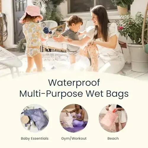 Tiny Twinkle Mess-Proof Waterproof Wet Dry Bag | 2-Pack Reusable Wet Bags for Swimsuits & Baby Clothes | Leakproof Wet Bag for Travel & Diaper Changes for Baby (Unisex Checkers) - 3