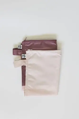 Tiny Twinkle Mess proof Waterproof Wet Dry Bag,2pk Reusable Wet Bags for Swimsuits&Baby Clothes,Leakproof Wet Bag,Waterproof Bag for Travel&Diaper bag,Wet Bags for Baby (Rose, Burgundy) - 4