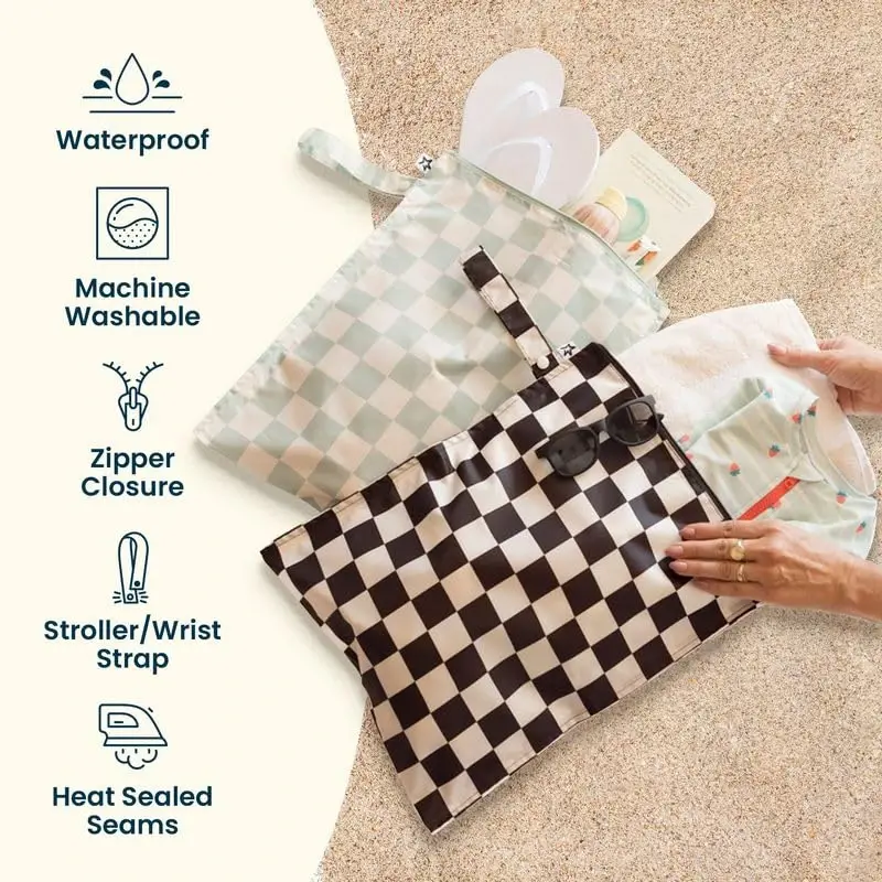 Tiny Twinkle Mess proof Waterproof Wet Dry Bag,2pk Reusable Wet Bags for Swimsuits&Baby Clothes,Leakproof Wet Bag,Waterproof Bag for Travel&Diaper bag,Wet Bags for Baby (Rose, Burgundy) - 6