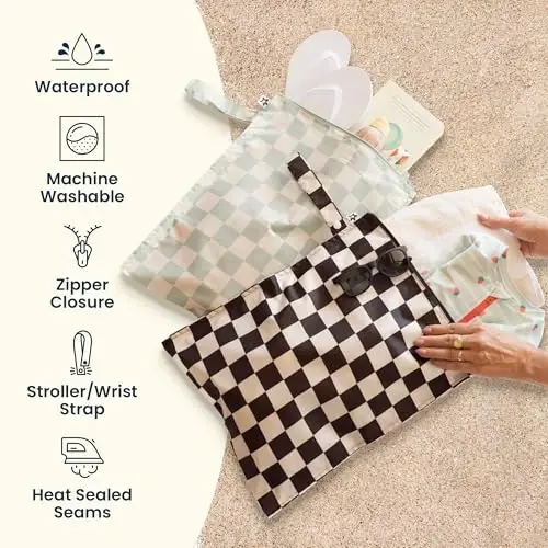 Tiny Twinkle Mess Proof Wet Bags | 1-Pack Reusable Waterproof Wet Bags for Swimsuits | Baby Clothes | Travel & Diaper Bag (Boho Rainbow) - 6